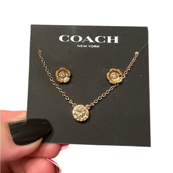Coach Gold-Tone Earrings and Necklace Set - Picture 1 of 2